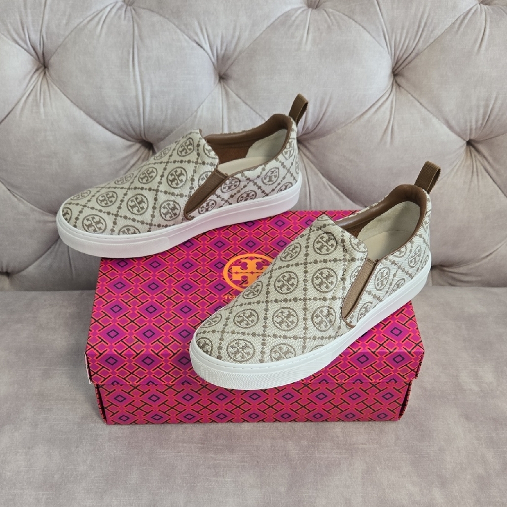 Tory Burch T Monogram Slip On Sneakers, Size 9